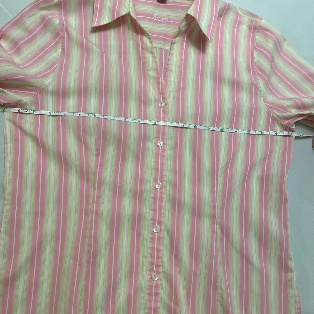 Foxcroft Non-Iron fitted stretch striped button up shirt Size 10 - Picture 5 of 15